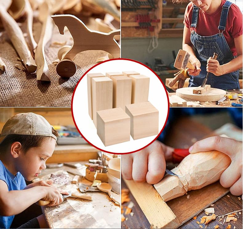 8PCS Basswood Carving Blocks, Unfinished Bass Wood Blocks for Carving Wood, Whittling Wood Carving Kit for Crafts goldhik