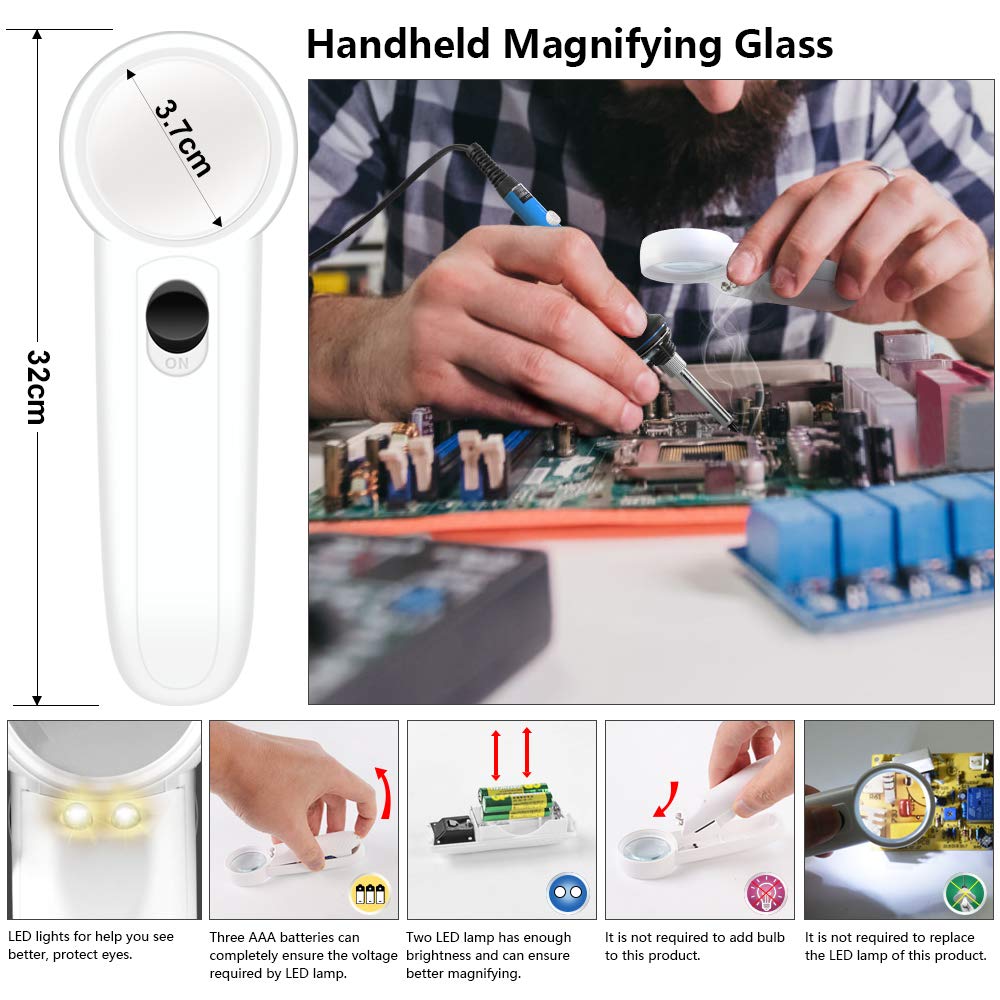 Soldering Iron Kit Electronics, 21-in-1, 90W LCD Adjustable Temperature Soldering Iron, 5pcs Soldering Iron Tips, Soldering Iron Stand, Desoldering Pump, Magnifier, Solder Wire, Tweezers, PU Carry Bag handskit