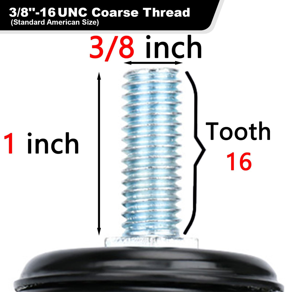 2" Stem Caster Wheels with Safety Dual Locking 600Lbs Heavy Duty Threaded Stem Casters No Noise Swivel Castors with Brakes 3/8"- 16 x 1 (Set of 4) YOOGAA