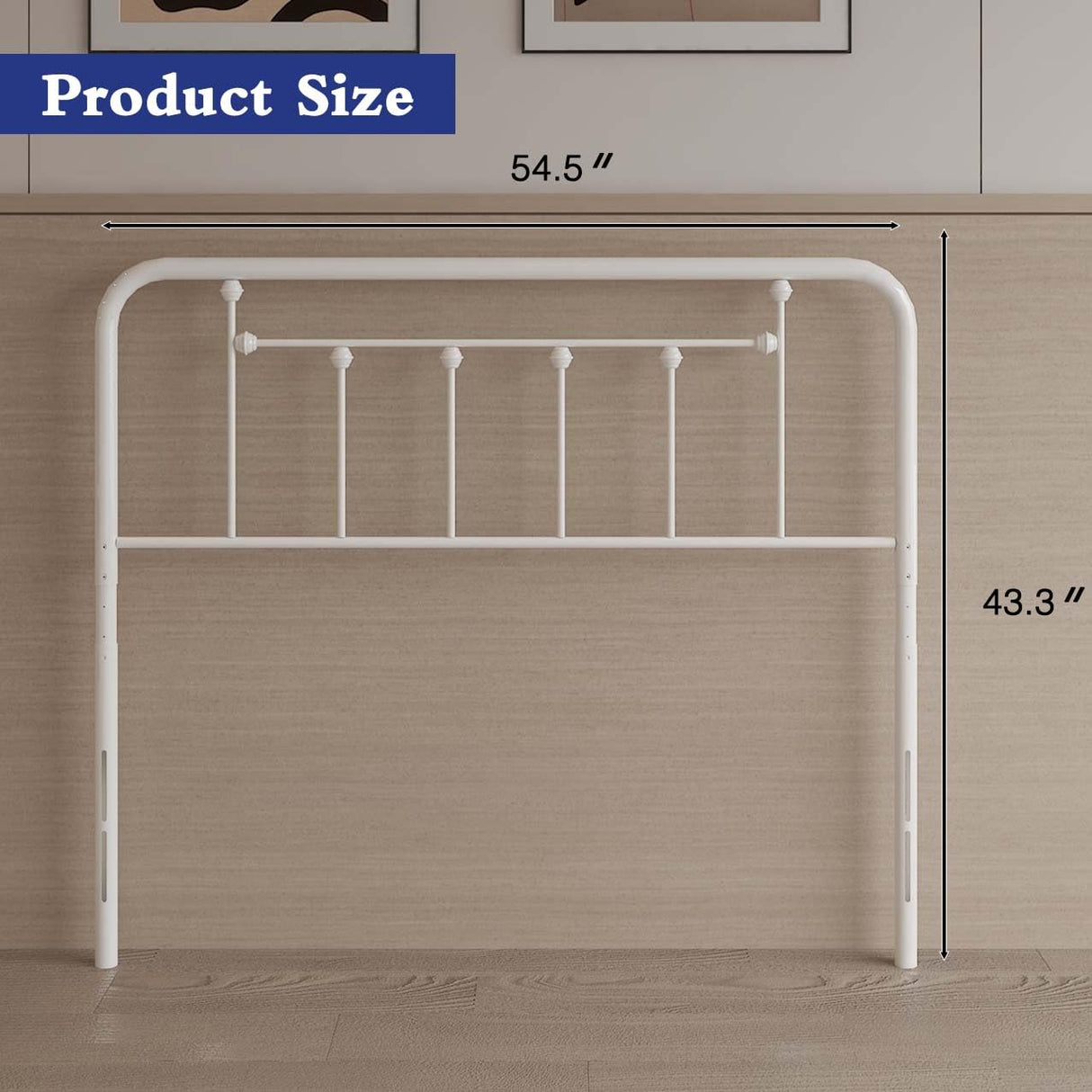 EtherealZYF Metal Headboard Full Size Headboard Metal Construction, Rustic Farmhouse Style, Effortless Assembly, Steel Headboard for Bedroom White EtherealZYF