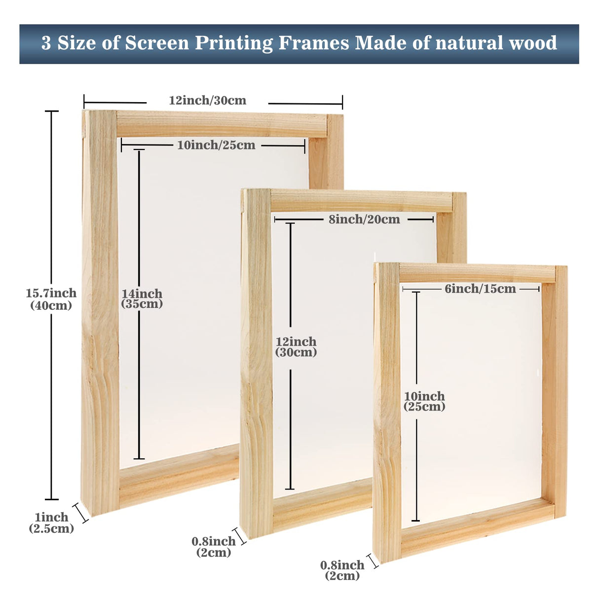 Pllieay 60pcs Screen Printing Kit with LED UV Exposure Lamp, 6 Colors Screen Printing Ink, 3 Size Wood Silk Screen Printing Frames, All The Screen Print Supplies in One Set Pllieay