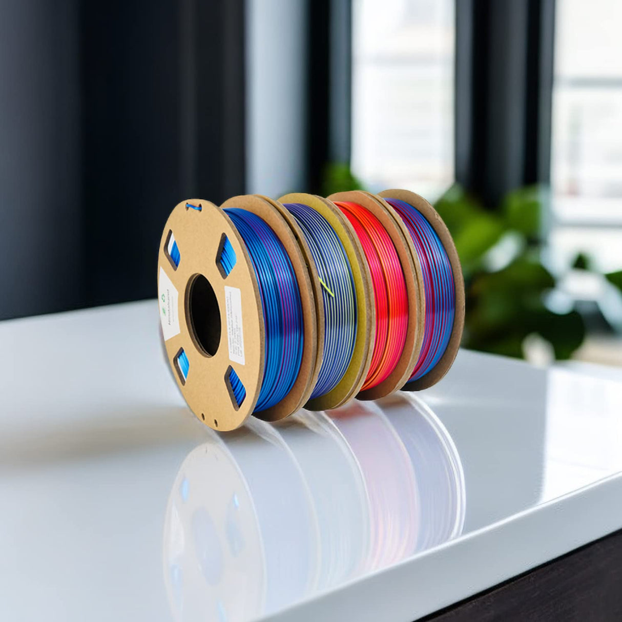 【MINDAHAND Dual-Color Silk PLA Filament Set】 1.75mm 3D Printer Filament 4 Rolls × 250g, Shiny Gradient, No Clogging, No Bubbles, High Precision, Smooth Printing, Compatible with FDM 3D Printers MINDAHAND