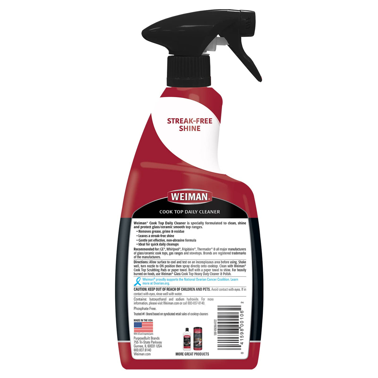 Weiman Daily Cooktop Cleaner with Microfiber Cloth Included for Glass Ceramic and Induction Cook Tops, 22oz Weiman