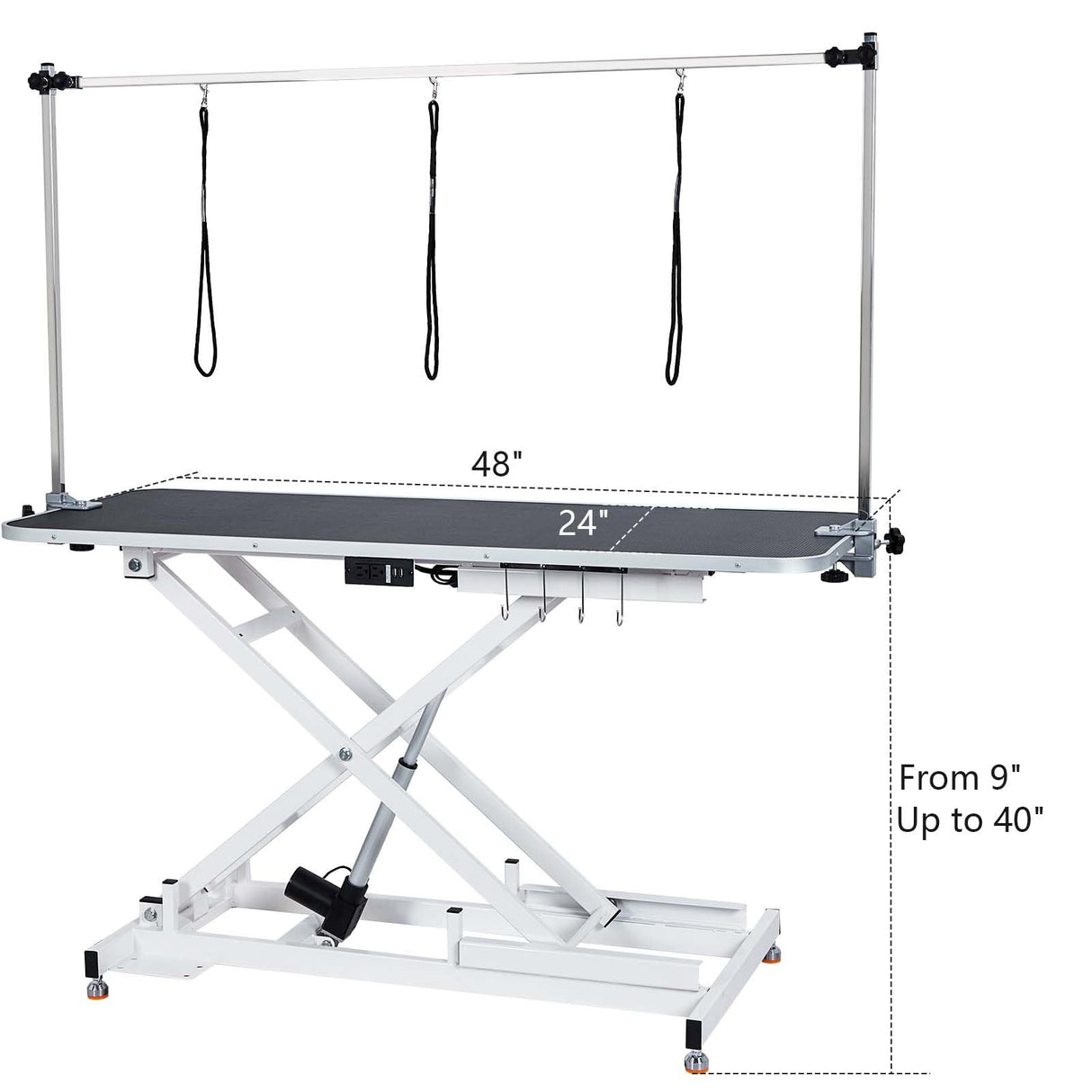 48" Electric Dog Grooming Table, Height Adjustable 9" to 40", Heavy Duty Pet Grooming Table with Tool Organizer, Large Dog Grooming Station for Pets Bathing Drying, Capacity Up to 330Lb Hipicute