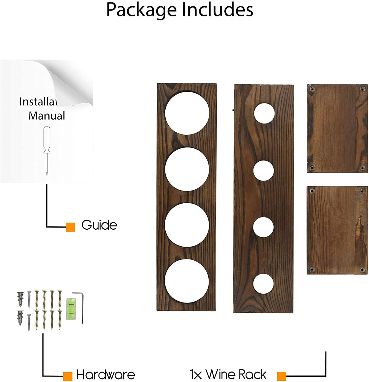 Rustic State Sonoma Wall Mounted Wood Vertical Wine Rack Holder Storage Shelf Organizer for 4 Bottles - Home, Kitchen, Dining Room Bar Décor - Walnut Rustic State