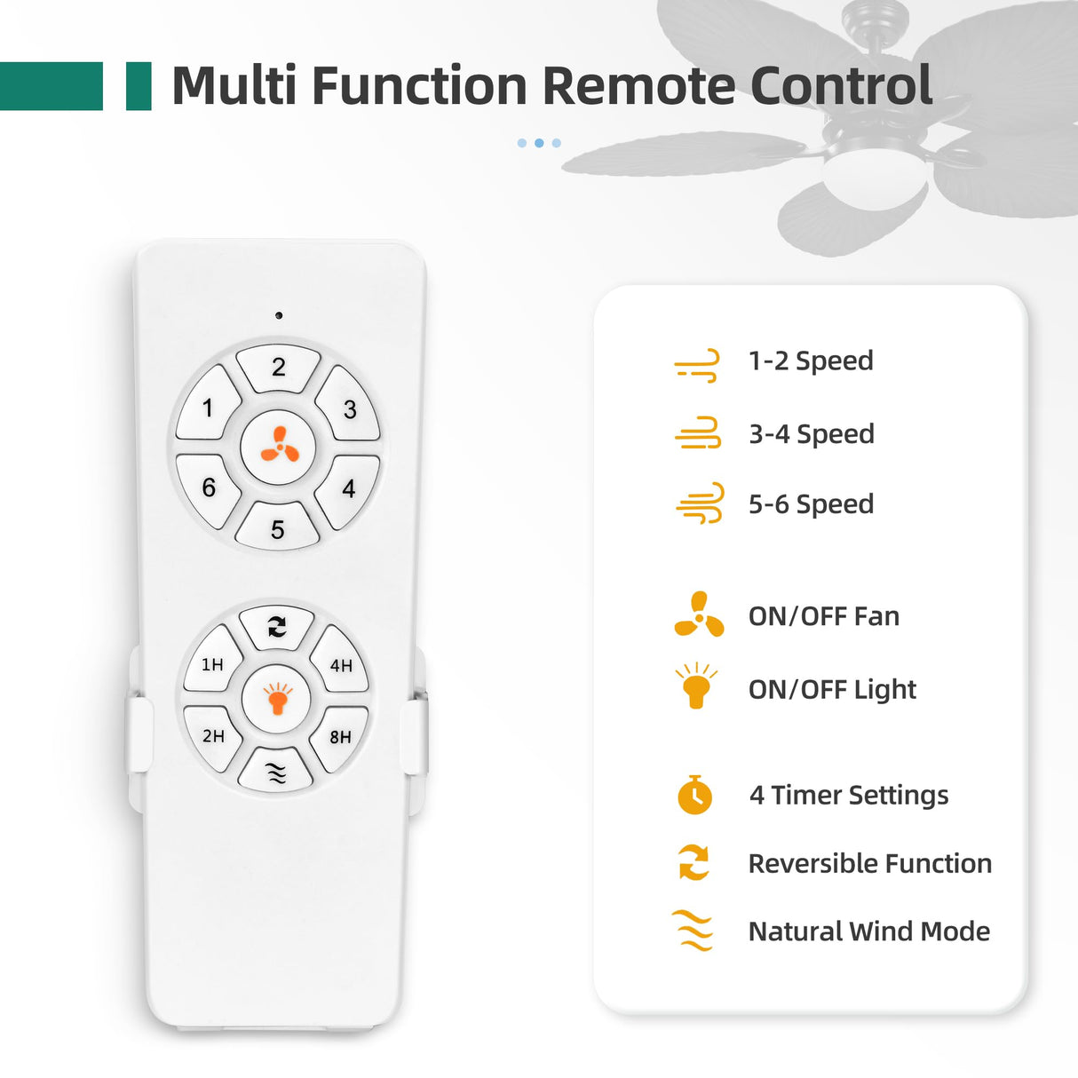 YITAHOME Tropical Ceiling Fan with LED Light and Remote, 52 Inch Outdoor Palm Leaf Fan for Patio with Memory Function, 5 Leaf Blades, Reversible DC Quiet Motor, for Porch, Farmhouse, Indoor, Brown YITAHOME