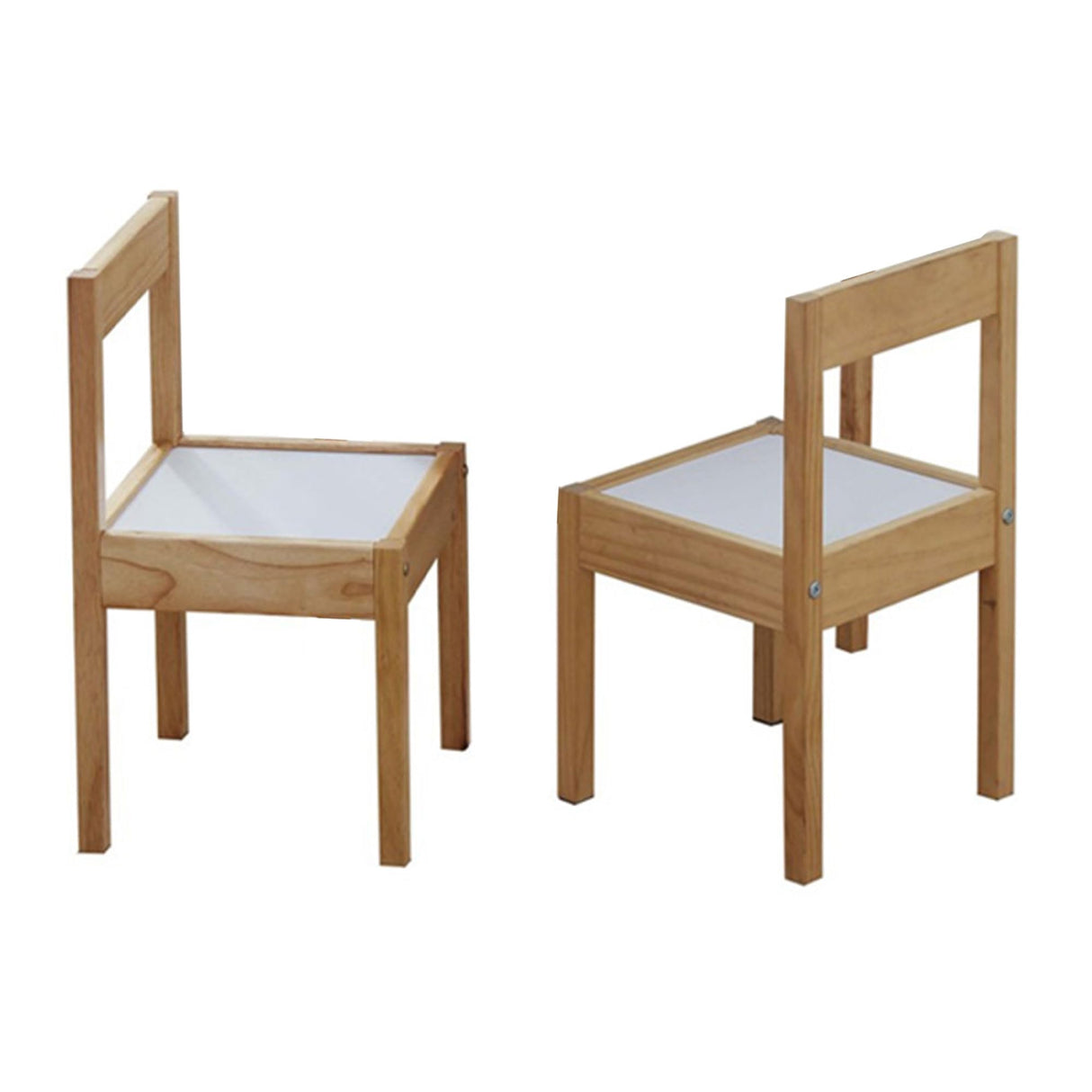 PJ Wood 3 Piece Solid Rubberwood Table and Chairs Set with Natural Finish, Rounded Edges and Corners, and Wipeable Dry Erase Surface PJ Wood