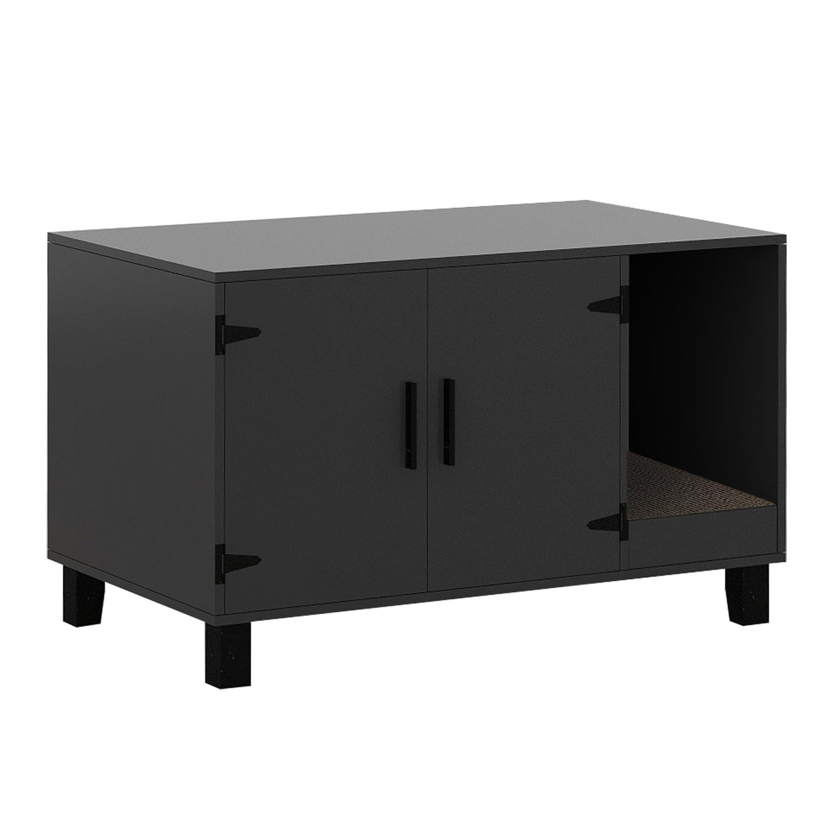 TaoHFE Litter Box Enclosure Cat Litter Box Furniture Hidden with Cat Scratch Pad Decorative Farmhouse Wooden Hidden Litter Box Cat House Litterbox Furniture Cat Box Furniture Litter Box Cabinet Black TaoHFE