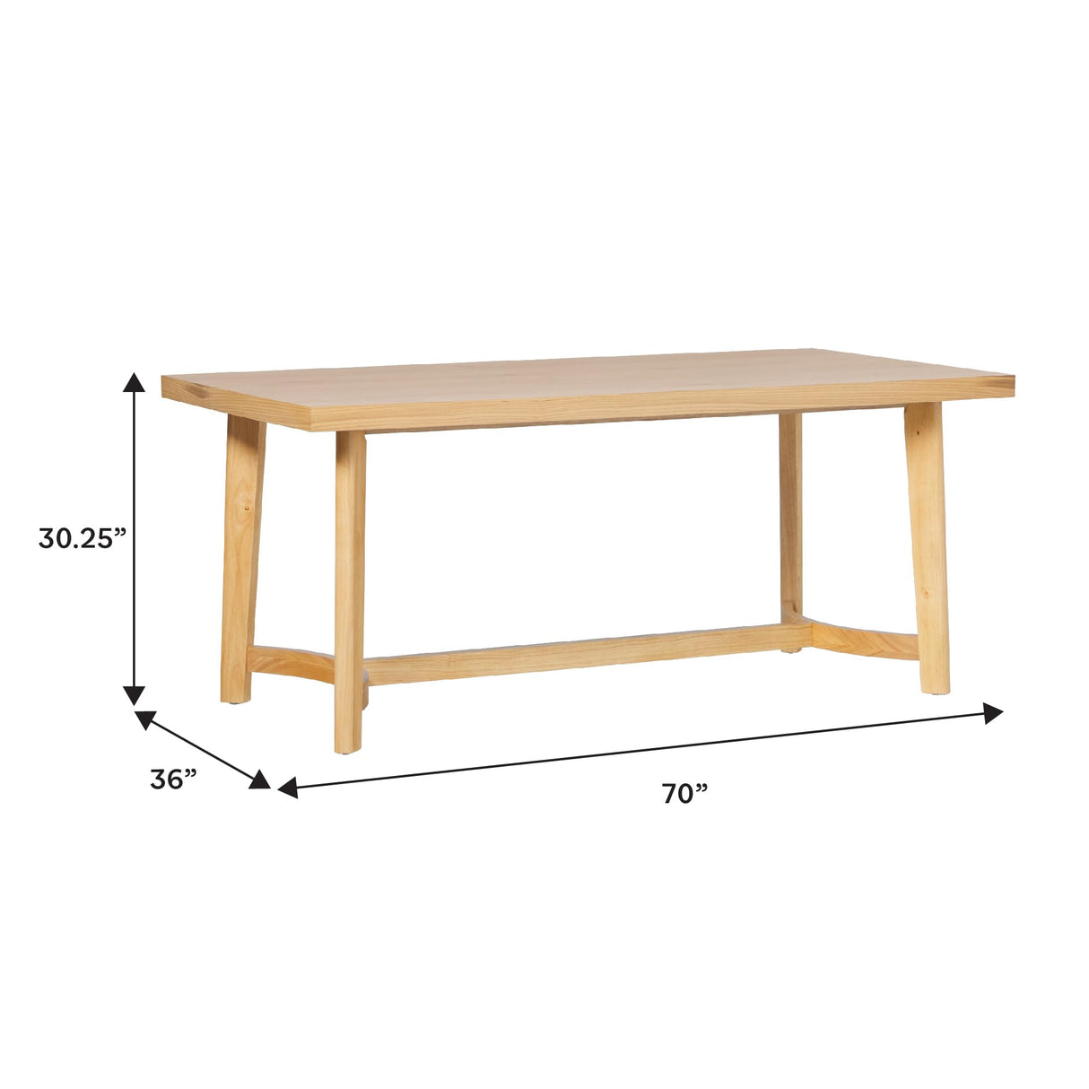 Walker Edison Modern Farmhouse Rustic Solid Oak Wood Rectanglular Dining Table for 6 - White Oak Walker Edison