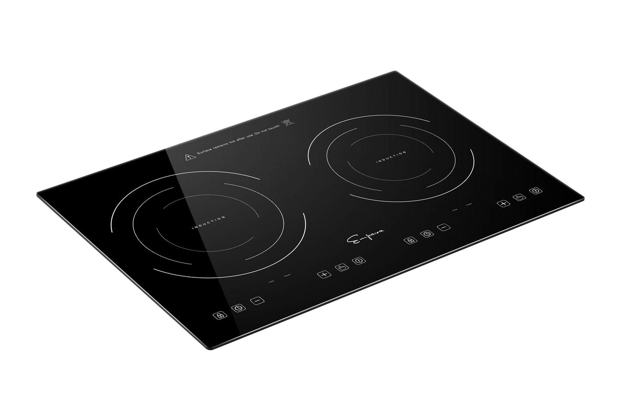 Empava IDC12B2 Horizontal Electric Stove Induction Cooktop with 2 Burners in Black Vitro Ceramic Smooth Surface Glass 120V, 12 Inch Empava