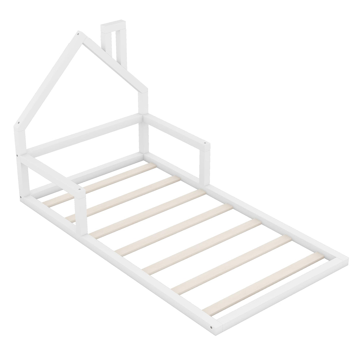 Harper & Bright Designs Twin House Bed Frame with Solid Wood Slats - White Harper & Bright Designs