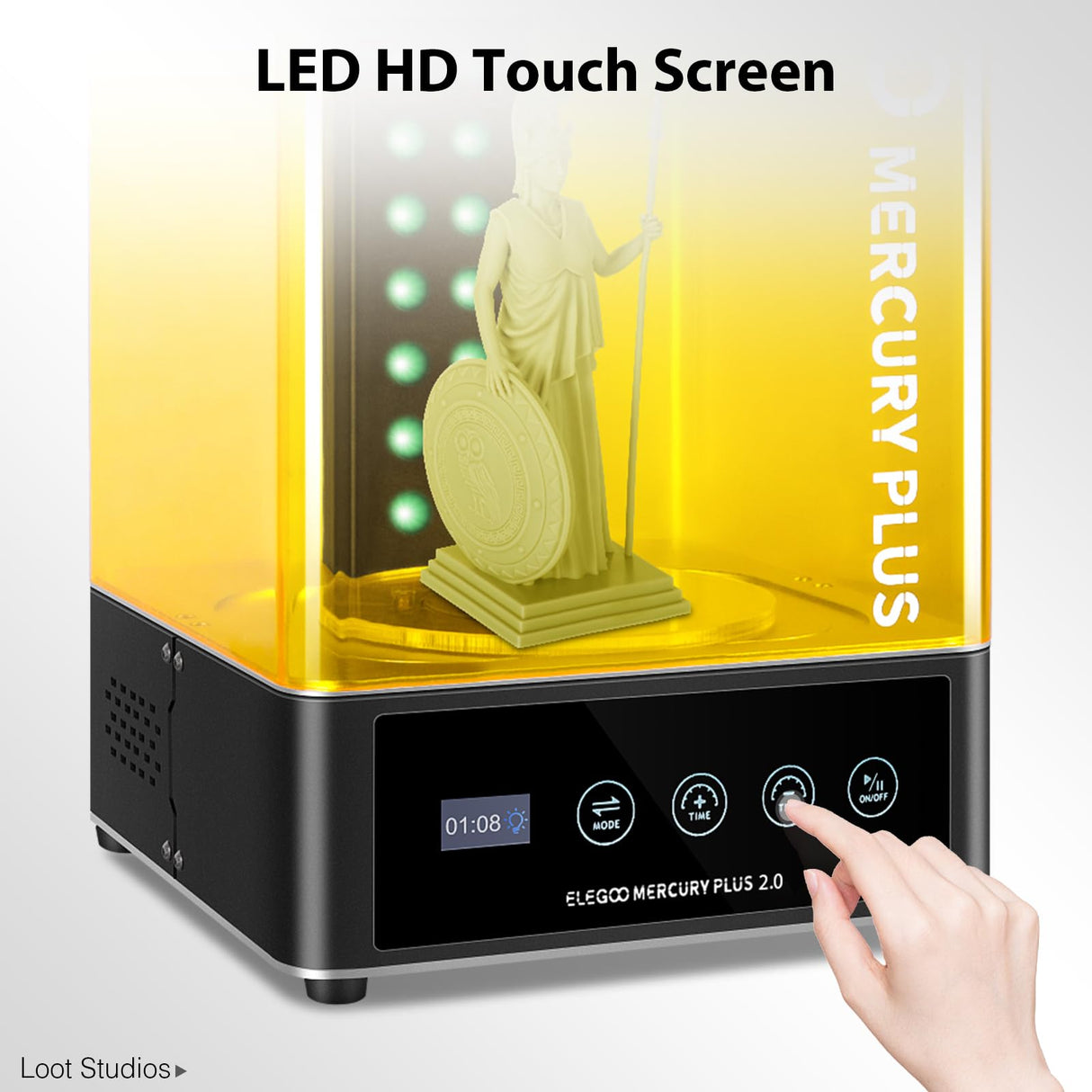 ELEGOO Mercury Plus 2.0 Large Wash and Cure Machine for LCD/SLA/DLP 3D Printing Models Cure Box with Rotary Curing Turntable and Washing Bucket ELEGOO