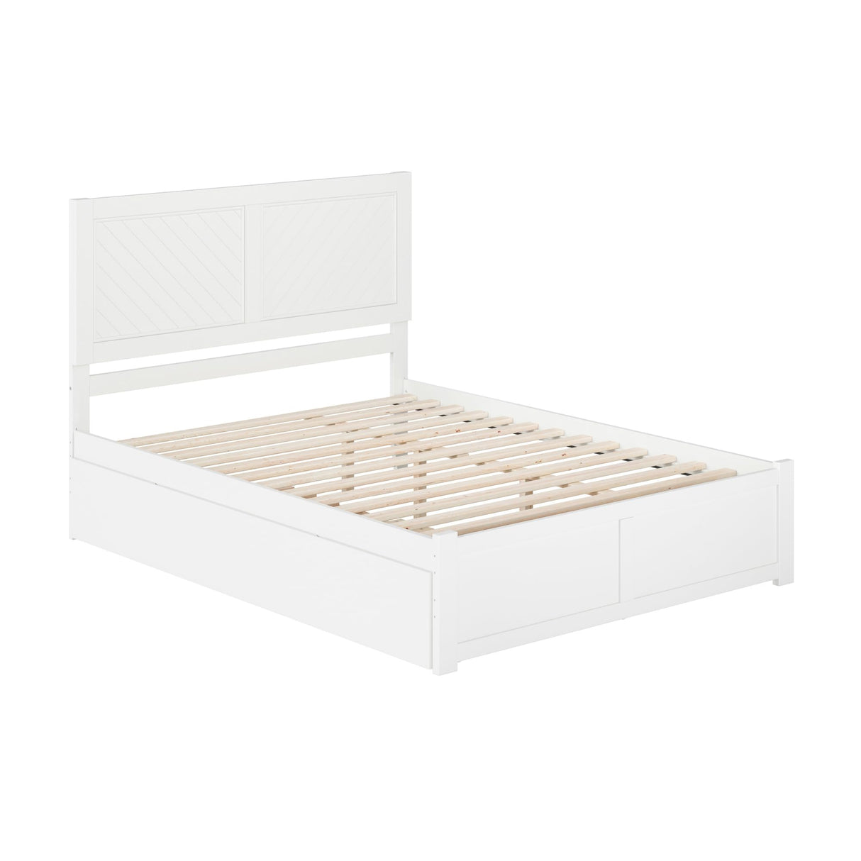 AFI Canyon Queen Farmhouse Solid Wood Platform Bed with Footboard & Twin XL Trundle, White AFI