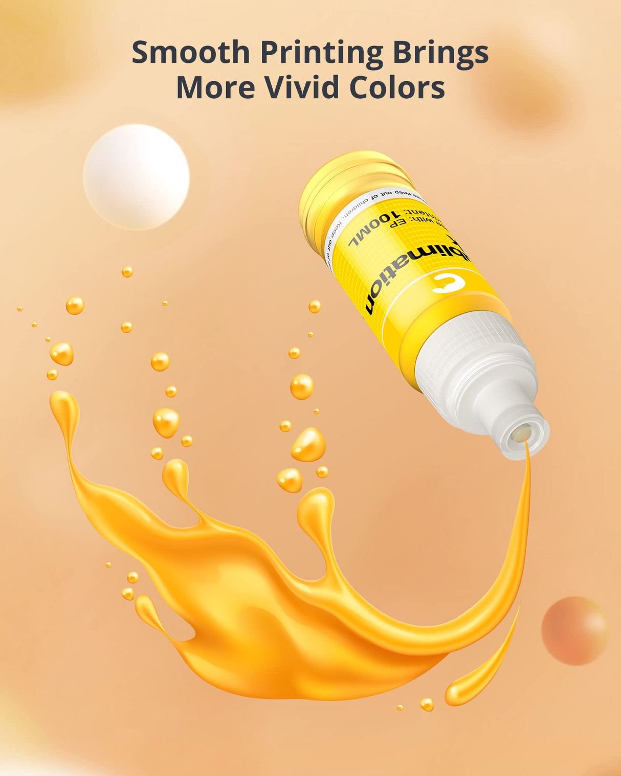 Hiipoo 580ML Sublimation Ink Refilled Bottlescompatible for ET2400 ET2720 ET2760 ET2750 ET4800 ET-2800 ET-2803 ET-2850 Inkjet Printers Heat Press Transfer on Mugs T-Shirts Hiipoo