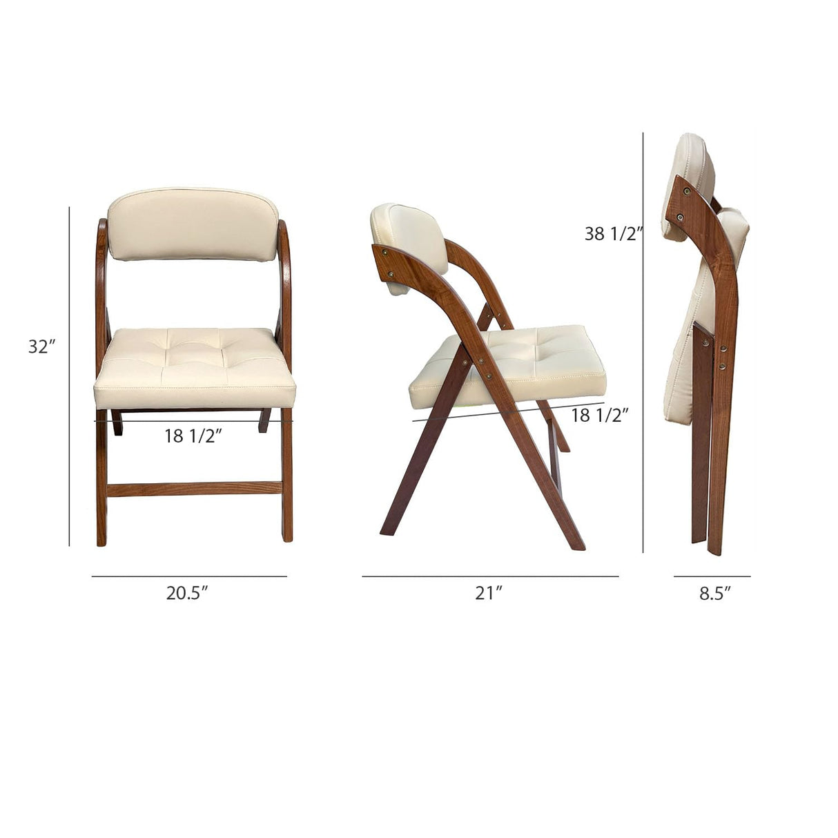 FeliChair Wood Folding Chair with Upholster Seat and Back, Luxury, Comfortable, and Durable Foldable Chairs for Indoor or Outdoor, Set of 2 (Fruitwood) FeliChair