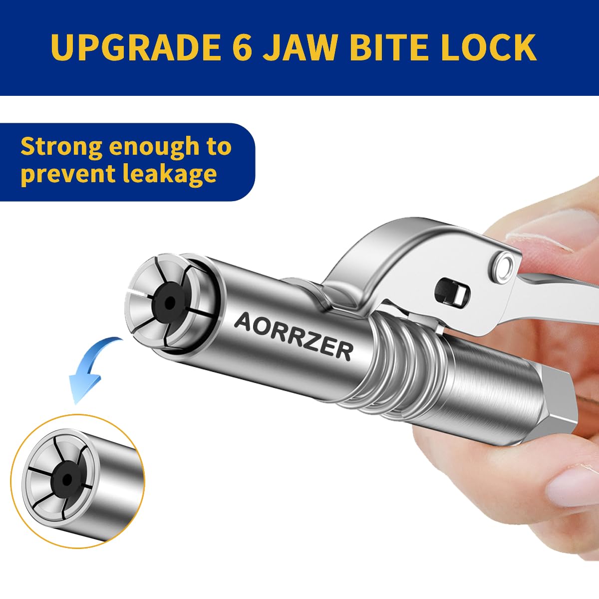 AORRZER 90 Degree Grease Gun Coupler Adapter & Grease Gun Coupler, Grease Gun Tips Locking,Suitable for Grease Fittings in Tight Spaces,Compatible with All Grease Guns 1/8" NPT Grease Gun Fittings AORRZER