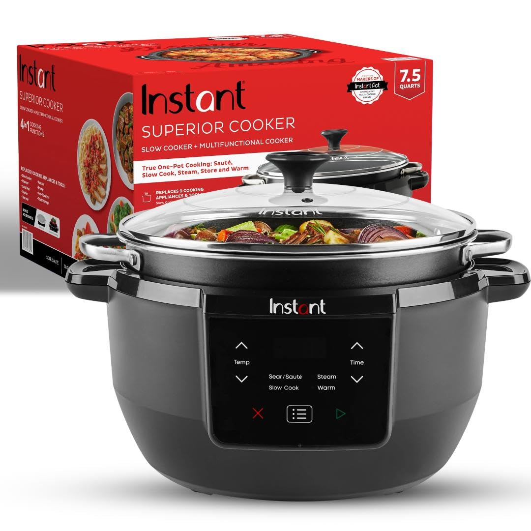 Instant Pot Superior Cooker 7.5QT Slow Cooker and Multicooker, 4-in-1 Functions, Sears/Sauté, Slow Cooks/Roast, Steams and Warms, From The Makers of Instant Pot Instant Pot