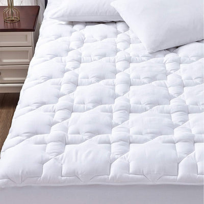 CozyLux Full Size Mattress Pad Mattress Cover Deep Pocket Up to 21" Non Slip Cotton Cooling Mattress Topper Breathable and Soft Thick Pillowtop 450GSM Bed Mattress Pad (54x75) Inches White