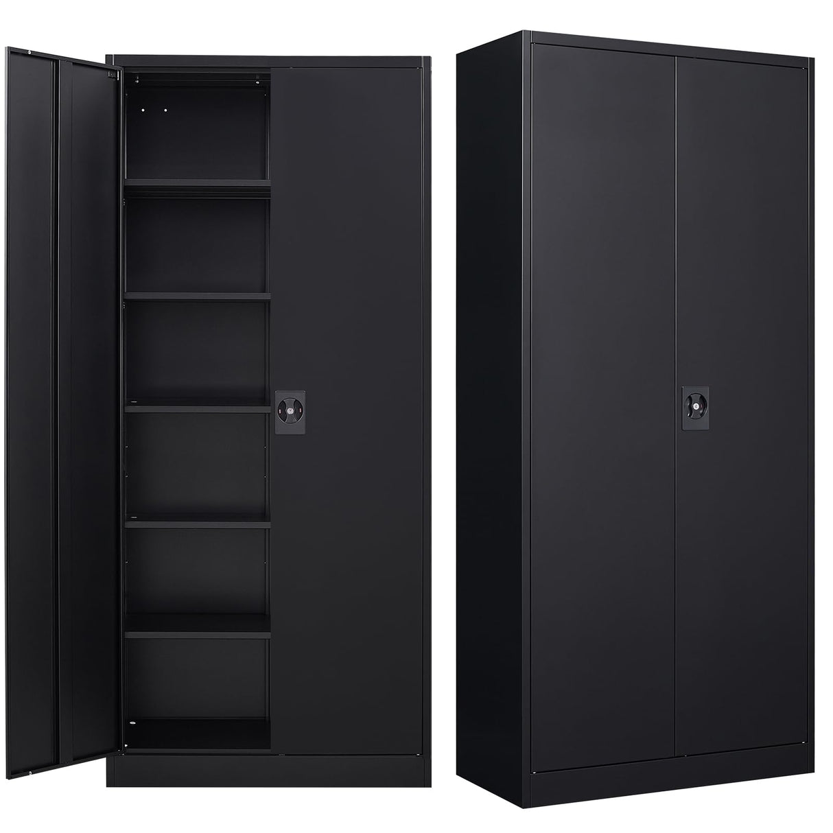 MIIIKO Metal Storage Cabinet with 2 Doors and 5 Shelves, Tall Steel Locking Cabinets for Garage Pantry Workshop and Home Office… MIIIKO