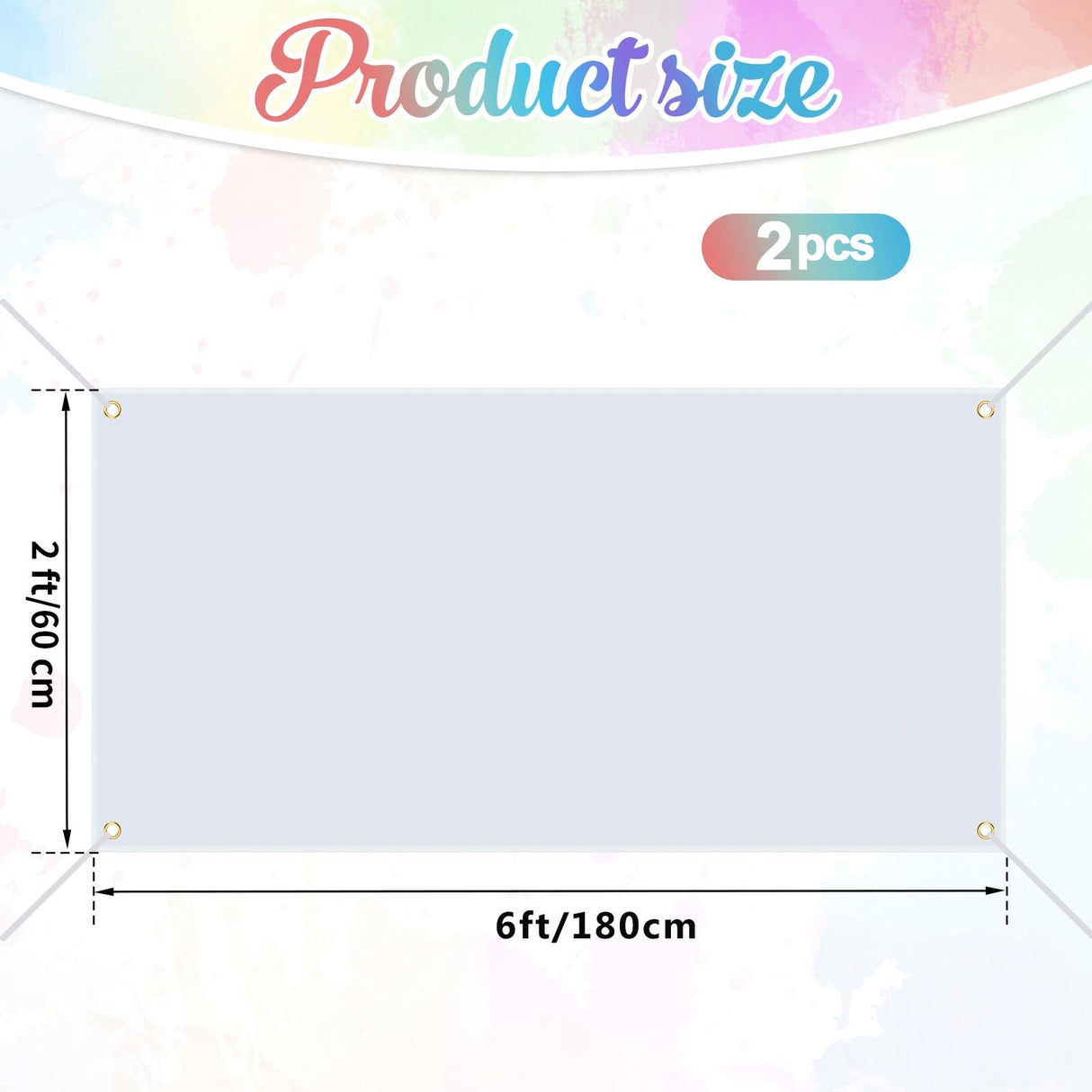2 Pieces Large Blank Banners, 2x6 Feet White Polyester Oxford Sublimation Banners with Hanging Rope for Indoor Outdoor Display, DIY Blank Banners for Wall Signs, Painting, and Writing, and Party Decoration GCTWFYK