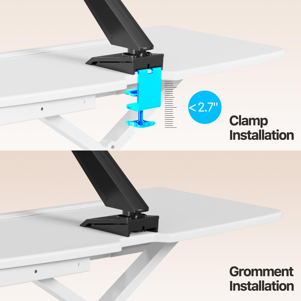 JYLH JOYSEEKER Standing Desk Converter 32 inch, Height Adjustable Sit Stand Desk Riser, Quick Sit to Stand Tabletop Dual Monitor Riser Workstation for Home Office with Keyboard Tray, White JYLH JOYSEEKER