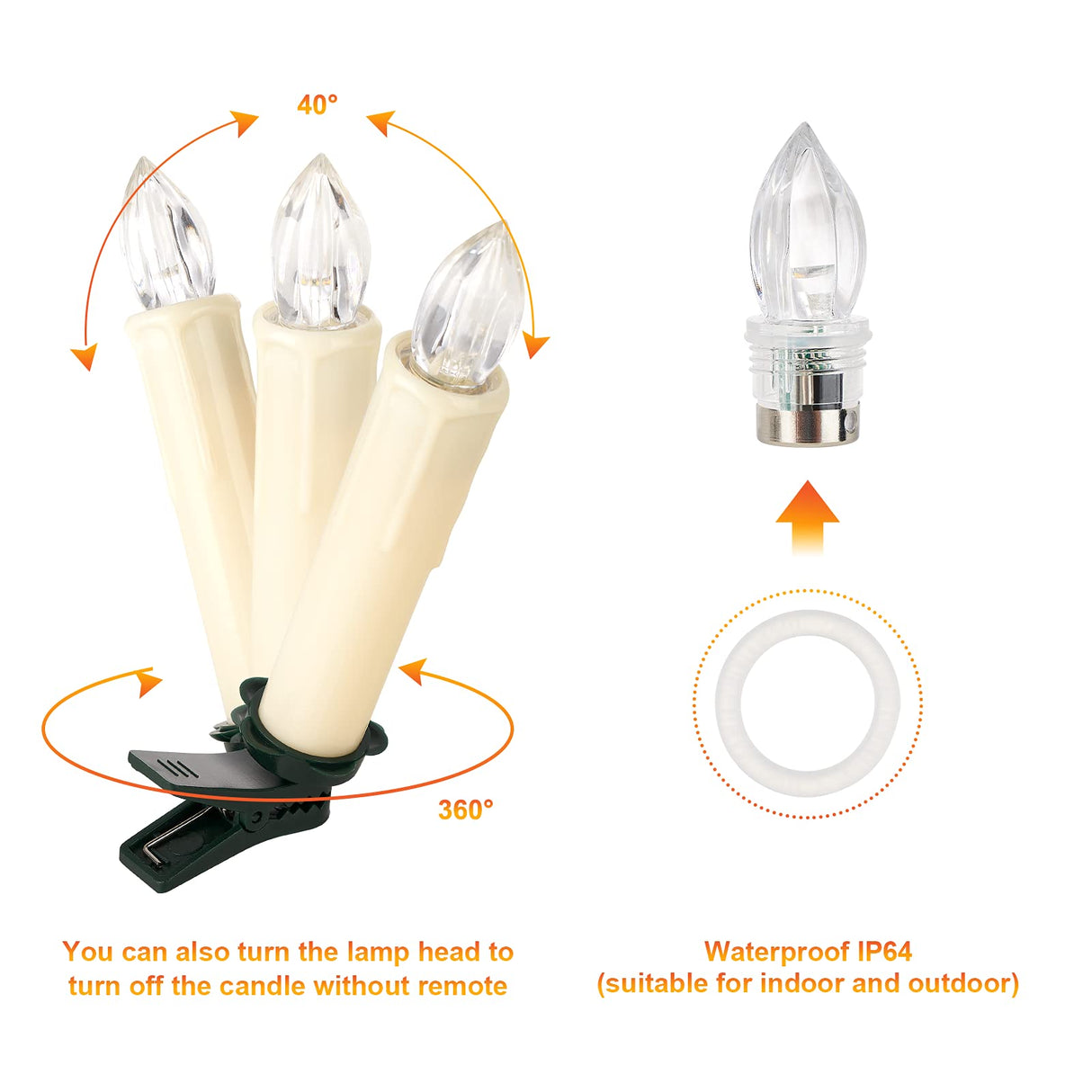 Daord 30 PCS Flameless LED Taper Candles Battery Operated Christmas Tree Candle Lights Electric Fake Candles with Remote Timer Perfect for Holiday Home Garden Wedding Parties Decor (30 PCS,Ivory) Daord