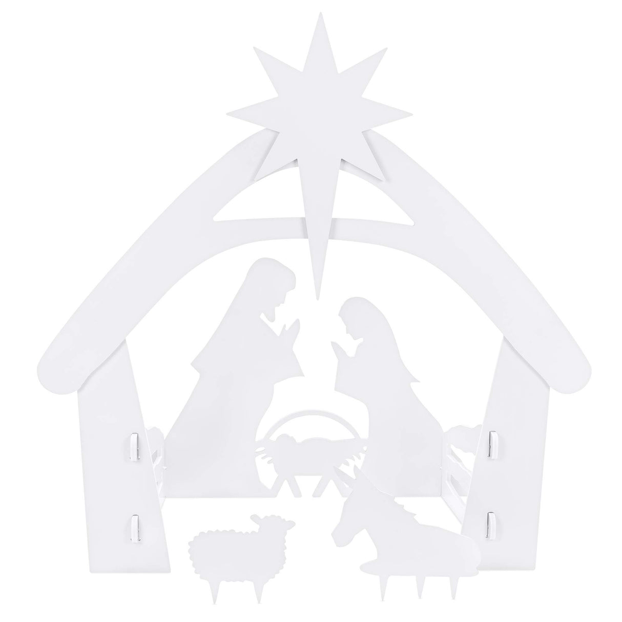 Best Choice Products 4ft Outdoor Nativity Scene, Weather-Resistant Decor, Christmas Holy Family Yard Decoration, Water-Resistant PVC - White Best Choice Products