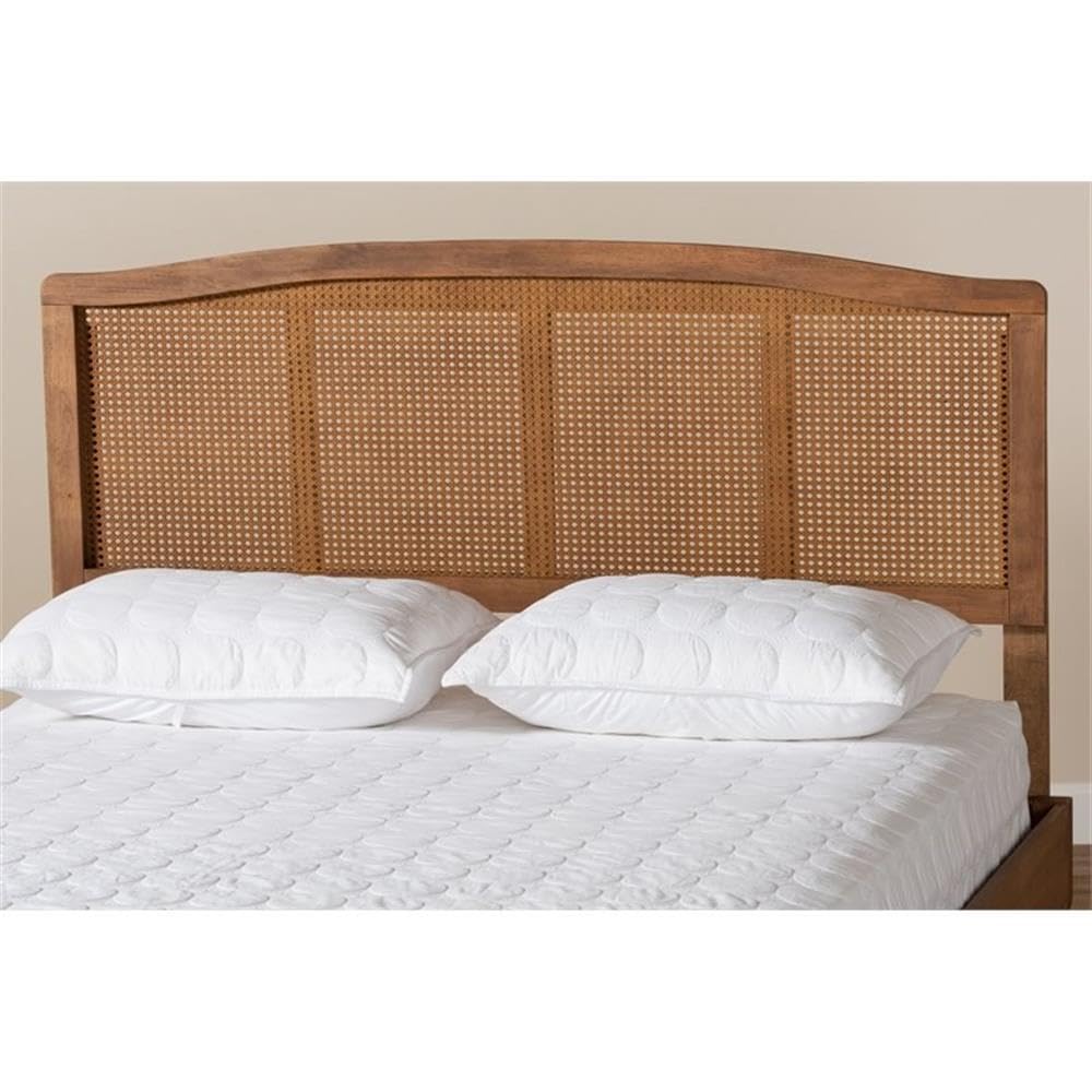BOWERY HILL Modern Wood Queen Size Headboard with Woven Detailing in Brown BOWERY HILL