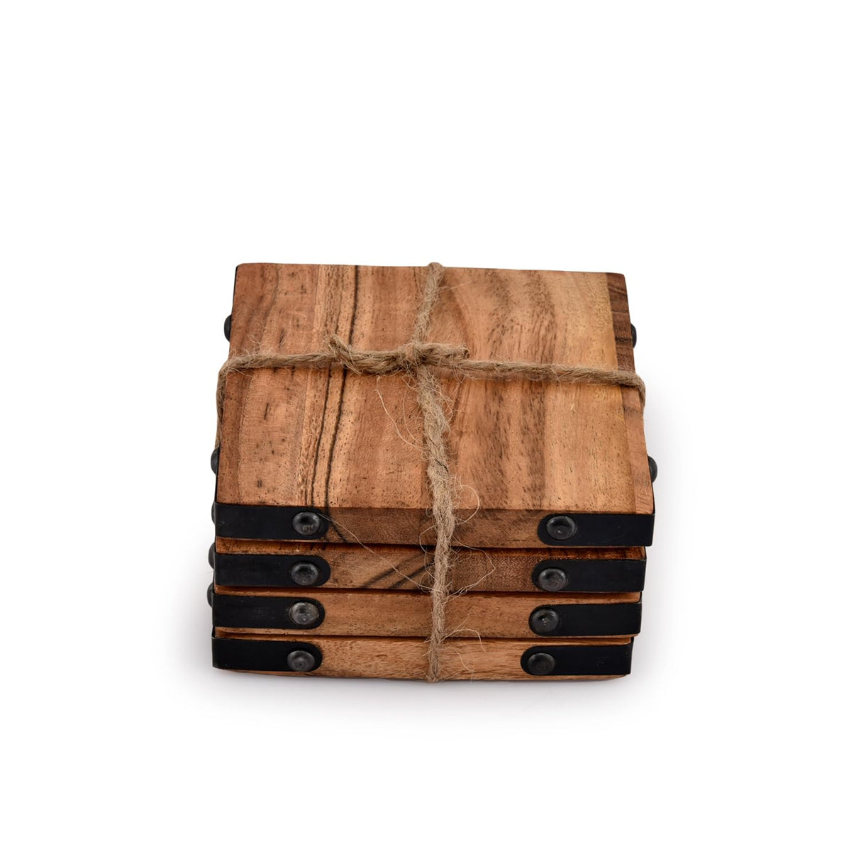 Samhita Acacia Wood Square Coasters Protection Tabletop,Countertop and Surfaces Size: 4" x 4", Set of 4 Samhita