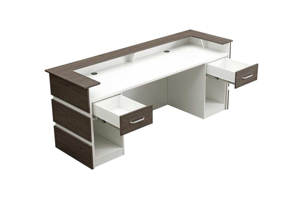 Mares 87" Wood Office Reception Desk Counter & Drawers w/Telescopic Rails & Chrome Handles | Cable Grommet Holes | Option to Add Logo | Front Table Furniture Nail Hair Beauty Salon Spa Restaurant Casa Mare