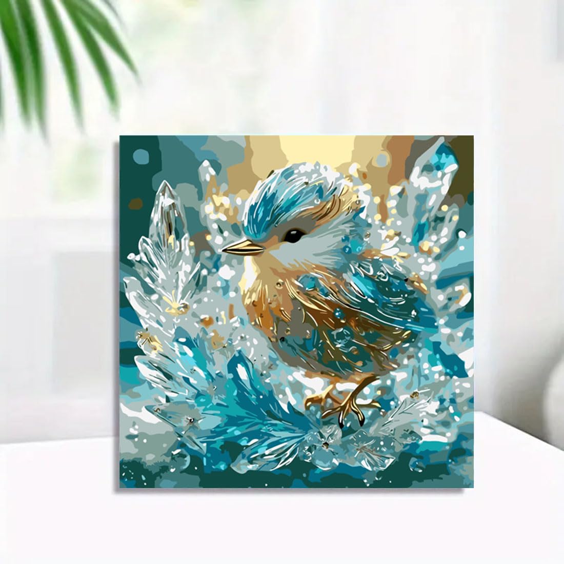SHICERNHJ Birds Paint by Numbers Kit for Adults,Crystal Bird Adults' Paint-by-Number Kits for Beginner,DIY Acrylic Paint by Number On Canvas for Home Wall Decor 16X16 Inch SHICERNHJ