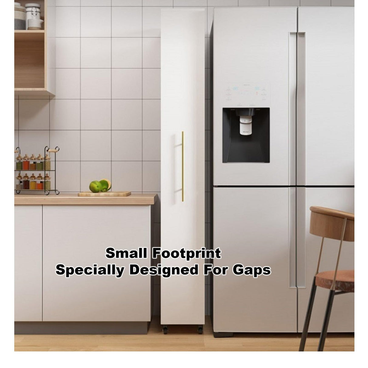 WEIDPHL Light walnut,Large, Slim Storage Cart, Kitchen Rolling Cart, Narrow Storage Cabinet with Handle & Wheels, Wood Spice Rack Next to Fridge, Pantry Shelf for Kitchen, Small Spaces WEIDPHL