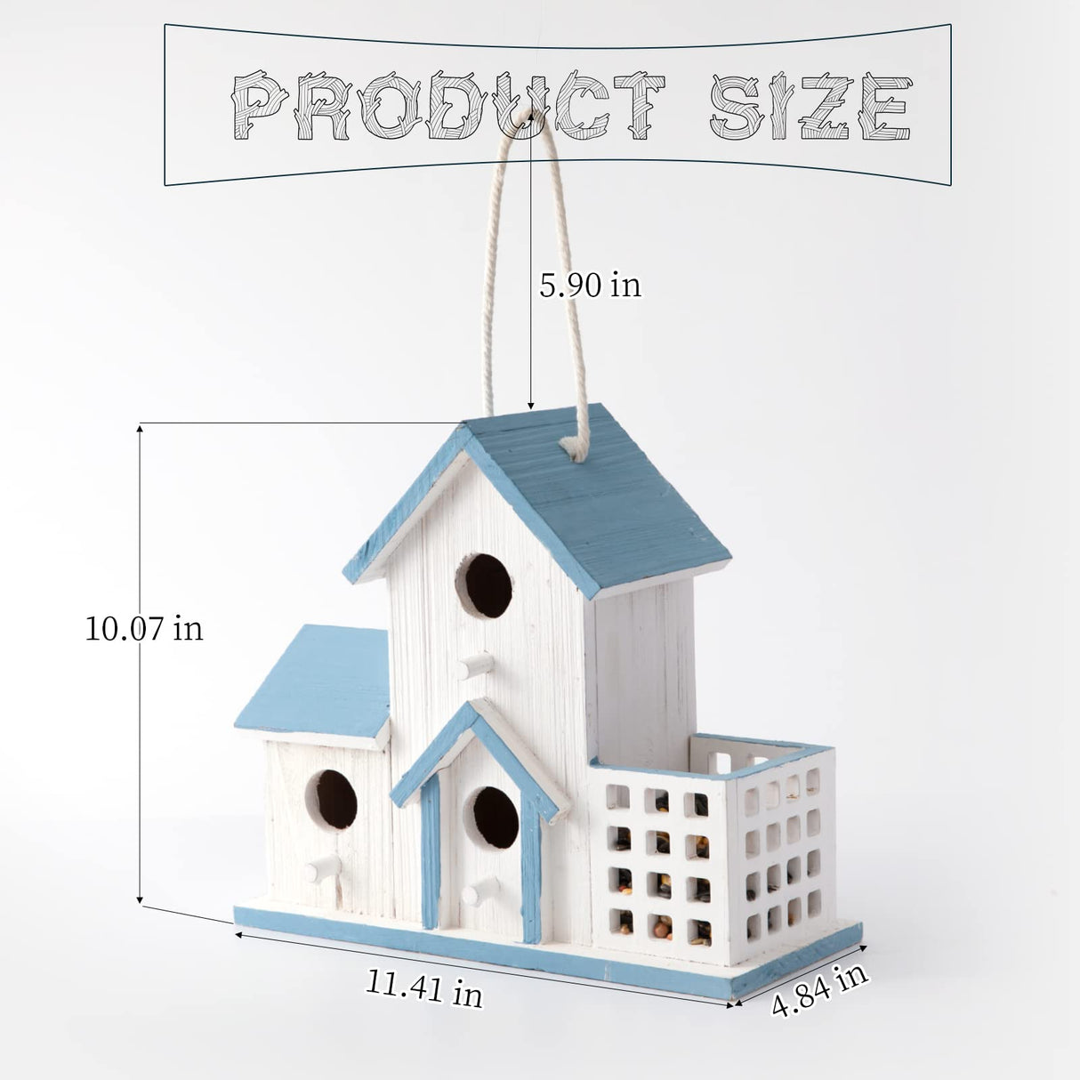 HHWODB Birdhouse Premium Bluebird Houses for Outside Attract Beautiful Birds to Your Garden and Yard Durable Outdoor Birdhouses 3 Hole Bird Houses for Outside Hanging HHWODB