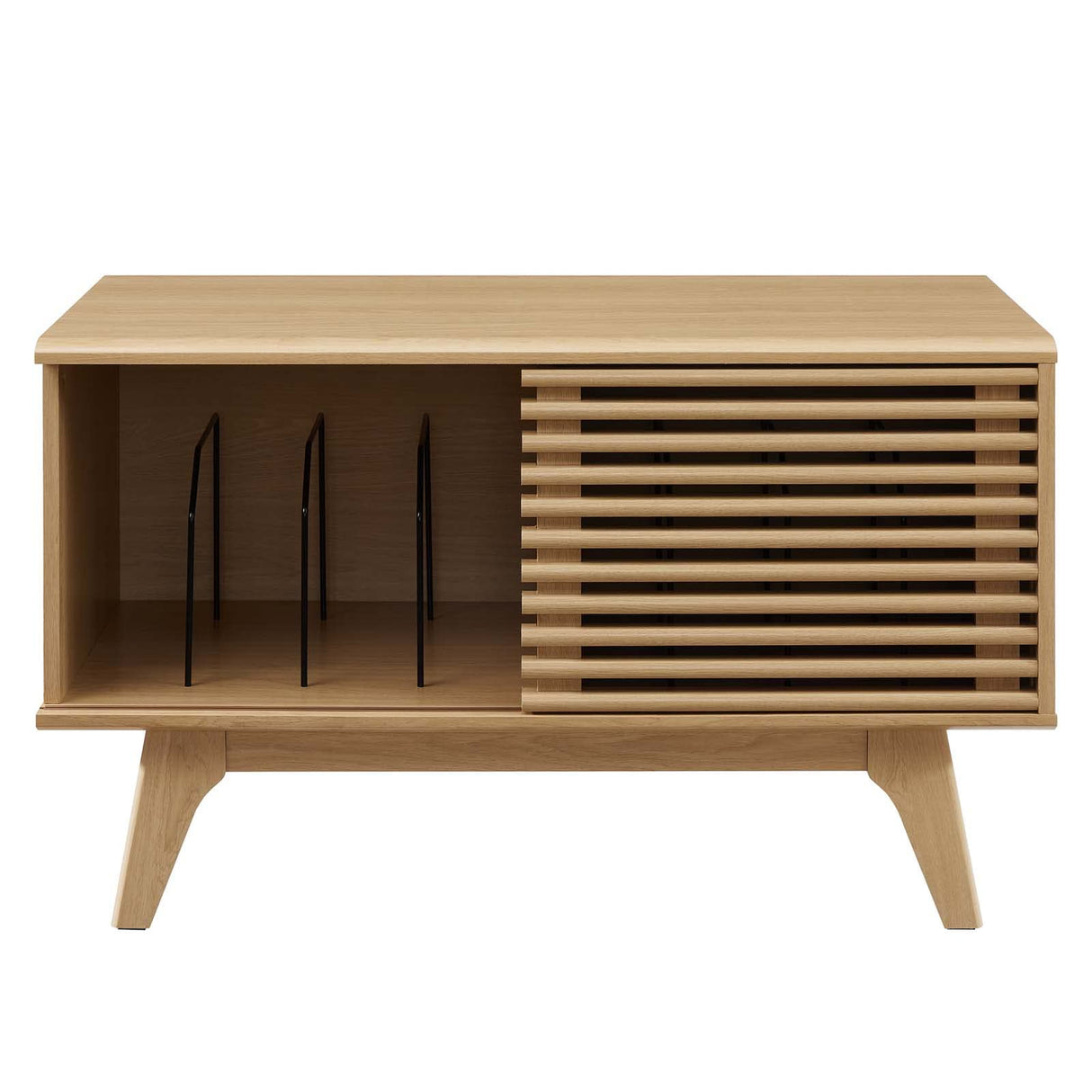 Modway Render Mid-Century Modern 37" Vinyl Record Display Stand in Oak Modway