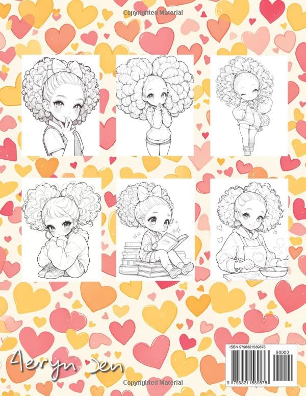 Anime Coloring Book: Chibi Kawaii Black Girls WoodArtSupply