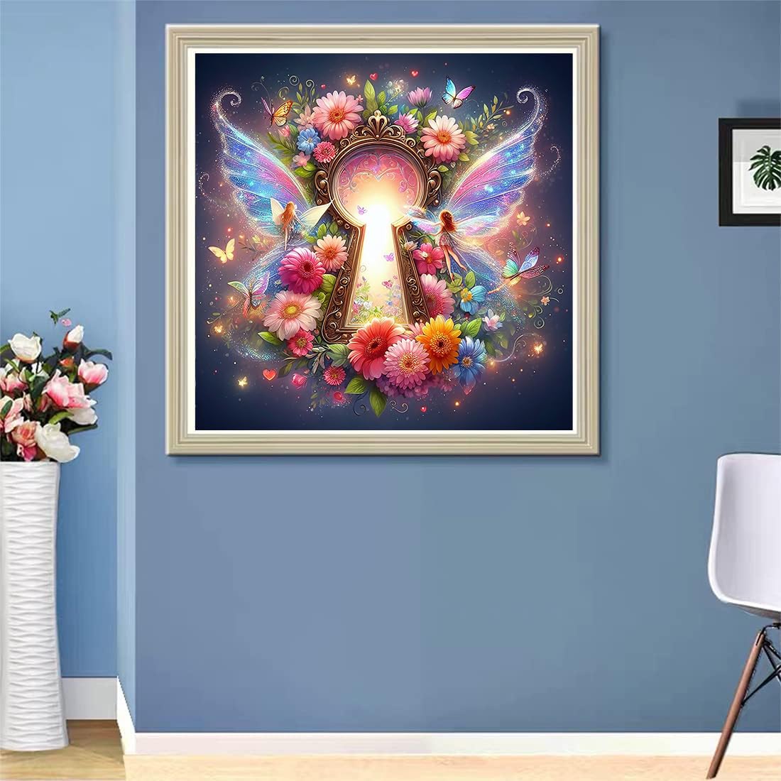 ijbnhd Fairy Diamond Art Kits for Adults, 5D Butterfly Fairy Diamond Painting Kit for Beginners, DIY Round Full Drill Fairy Gem Art Craft Kits for Home Wall Decor 12x16 Inch ijbnhd