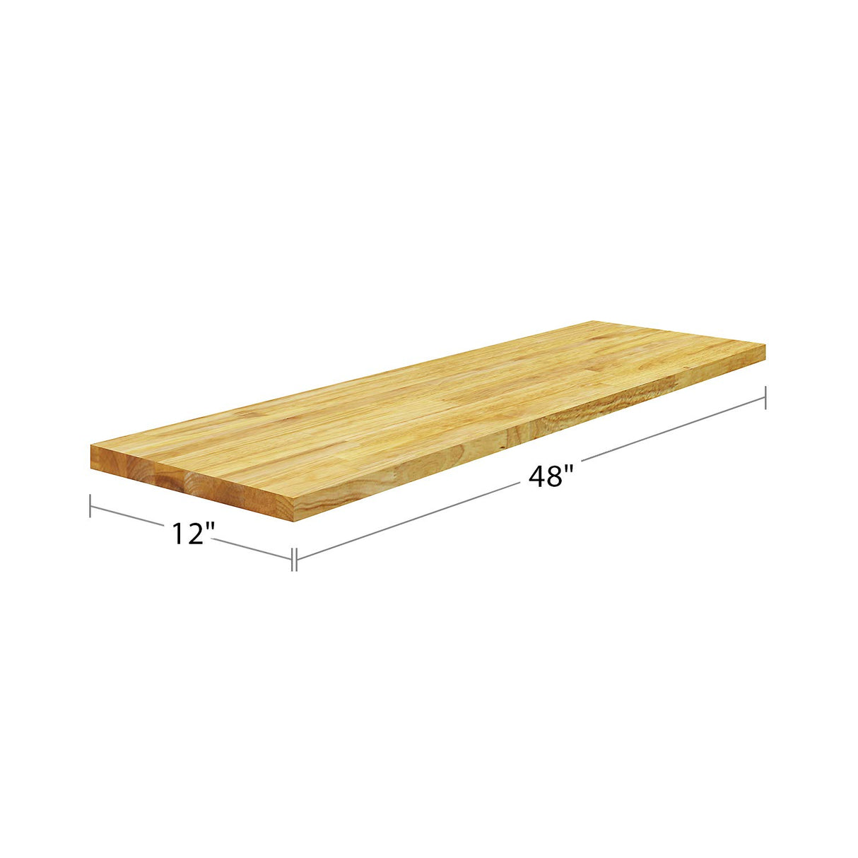 BenchPro Floating Shelf Wall Mounted Solid Butcherblock Shelf 12" Depth x 48" Length x 1" Thick BenchPro