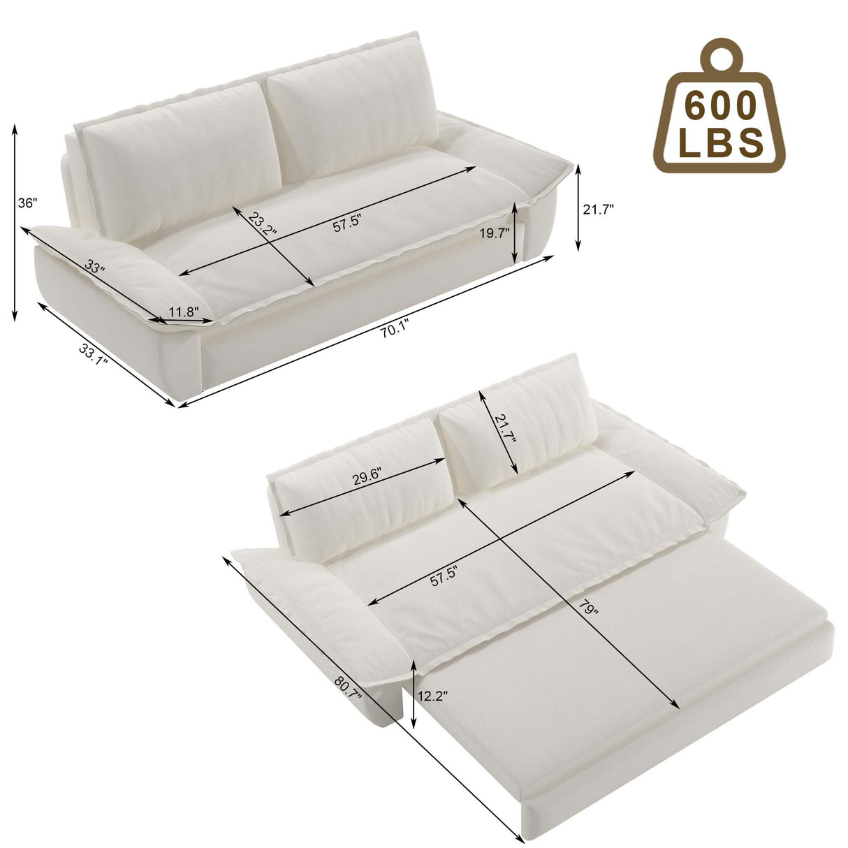 GNIXUU 70.1" Queen Pull Out Sofa Bed, Velvet Convertible Sleeper Sofa Couch with 2 Soft Pillows, Comfy Futon Bed Pull Out Couch for Living Room, Apartment, Small Space(Beige) GNIXUU