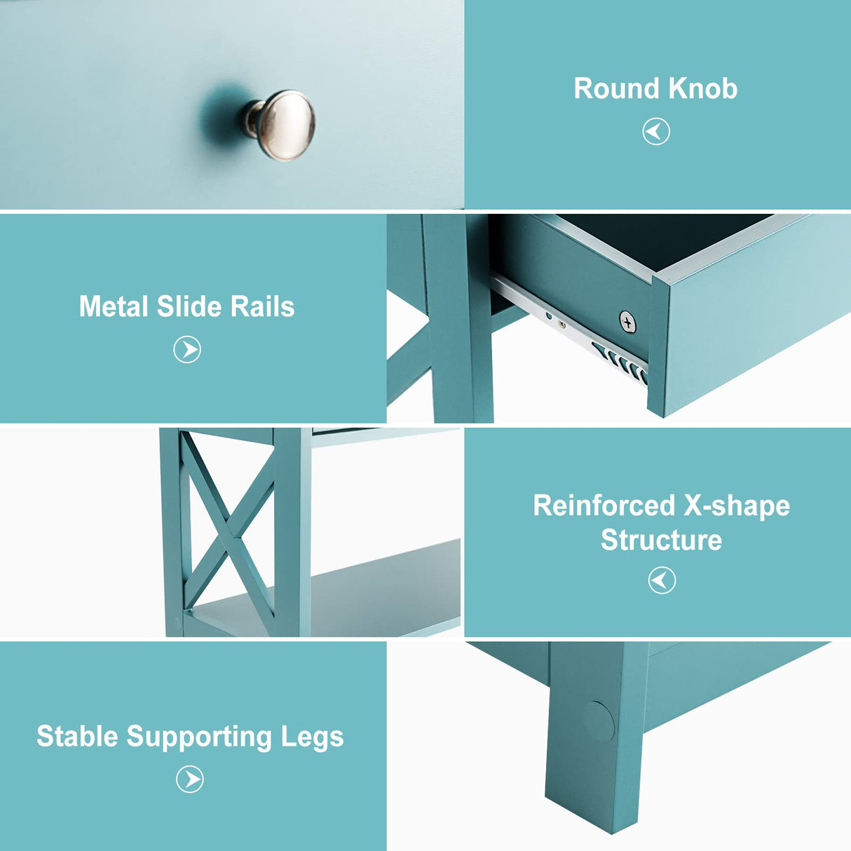 Giantex Console Table 3-Tier W/Drawer and Storage Shelves, X-Design Entryway Table for Hallway, Living Room and Bedroom Sofa Side Table (Blue) Giantex