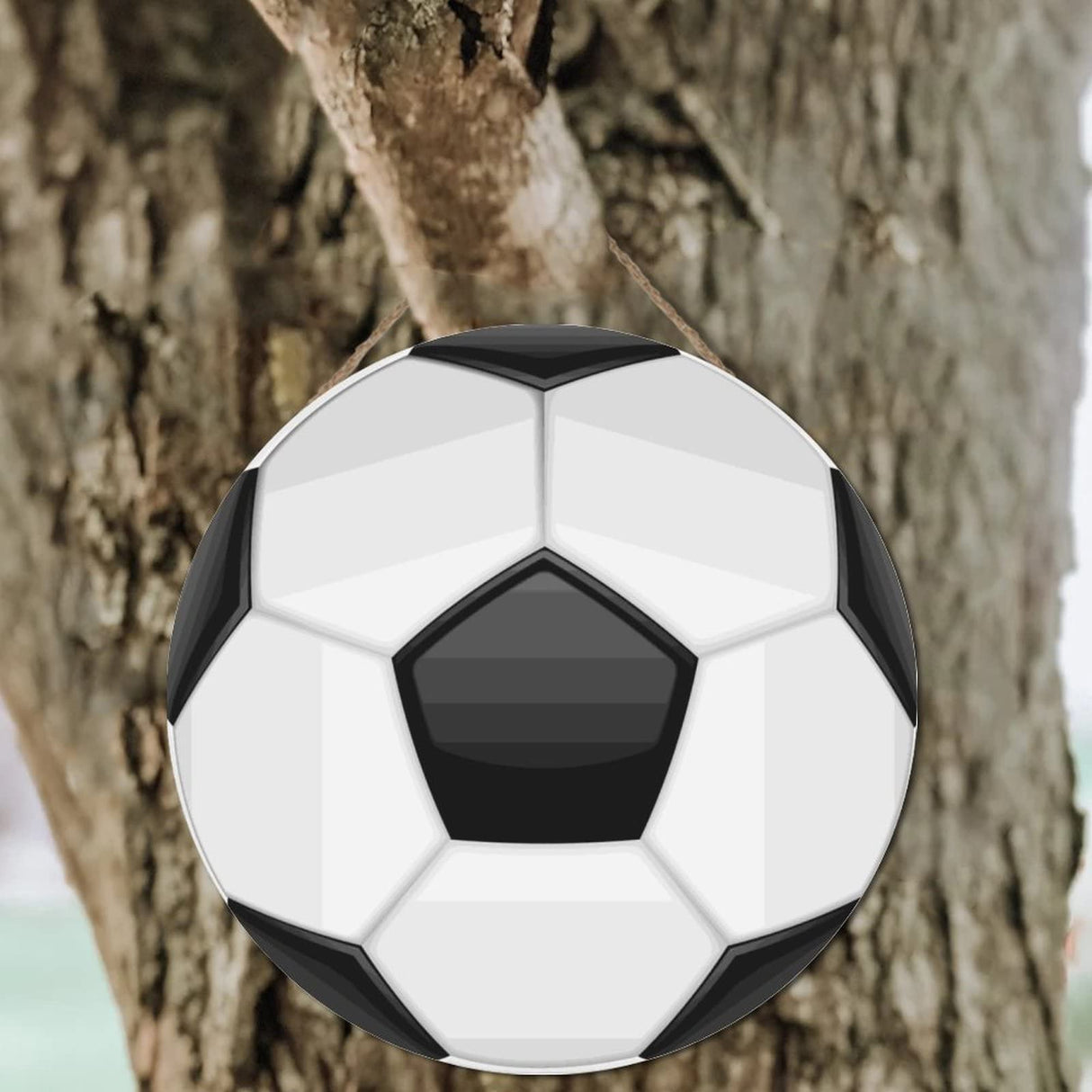 Wooden Sign Soccer Ball Family Sign Wall Hanging Personalized Name Rustic Farmhouse Wood Signs Hanging Wooden Sign Shop Store Salon 12x12in Round Wodevor