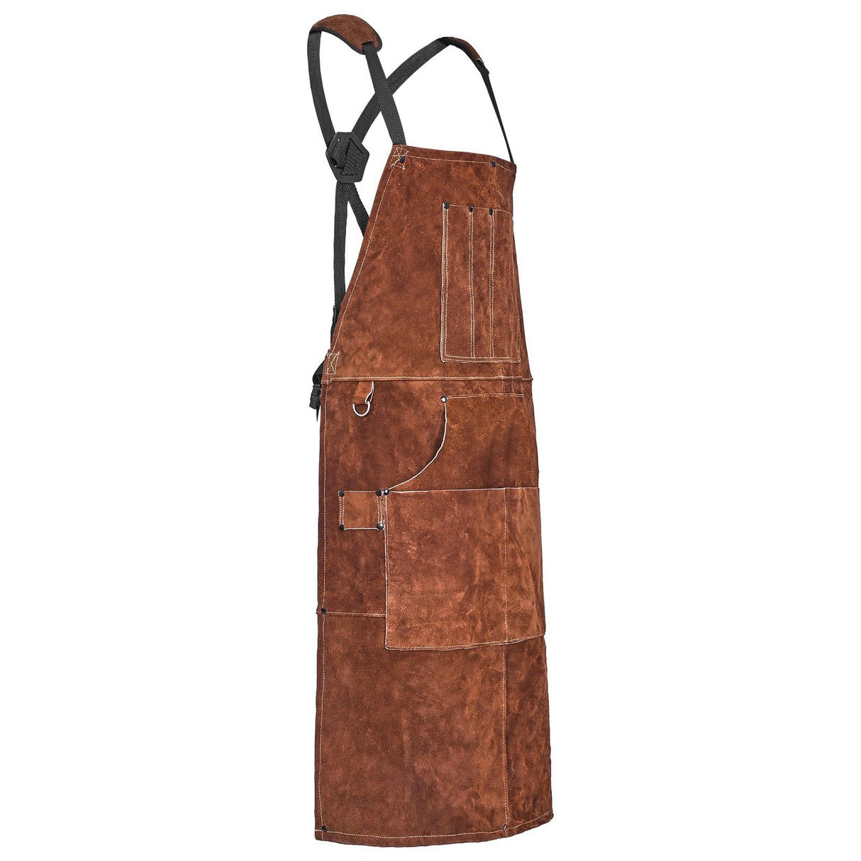 VEVOR Leather Welding Work Apron, Heavy Duty Cowhide Flame Resistant Welding Apron, Heat-Resistant Blacksmith Welder Aprons with 6 Tool Pockets for Woodworking, Gardening, BBQ VEVOR
