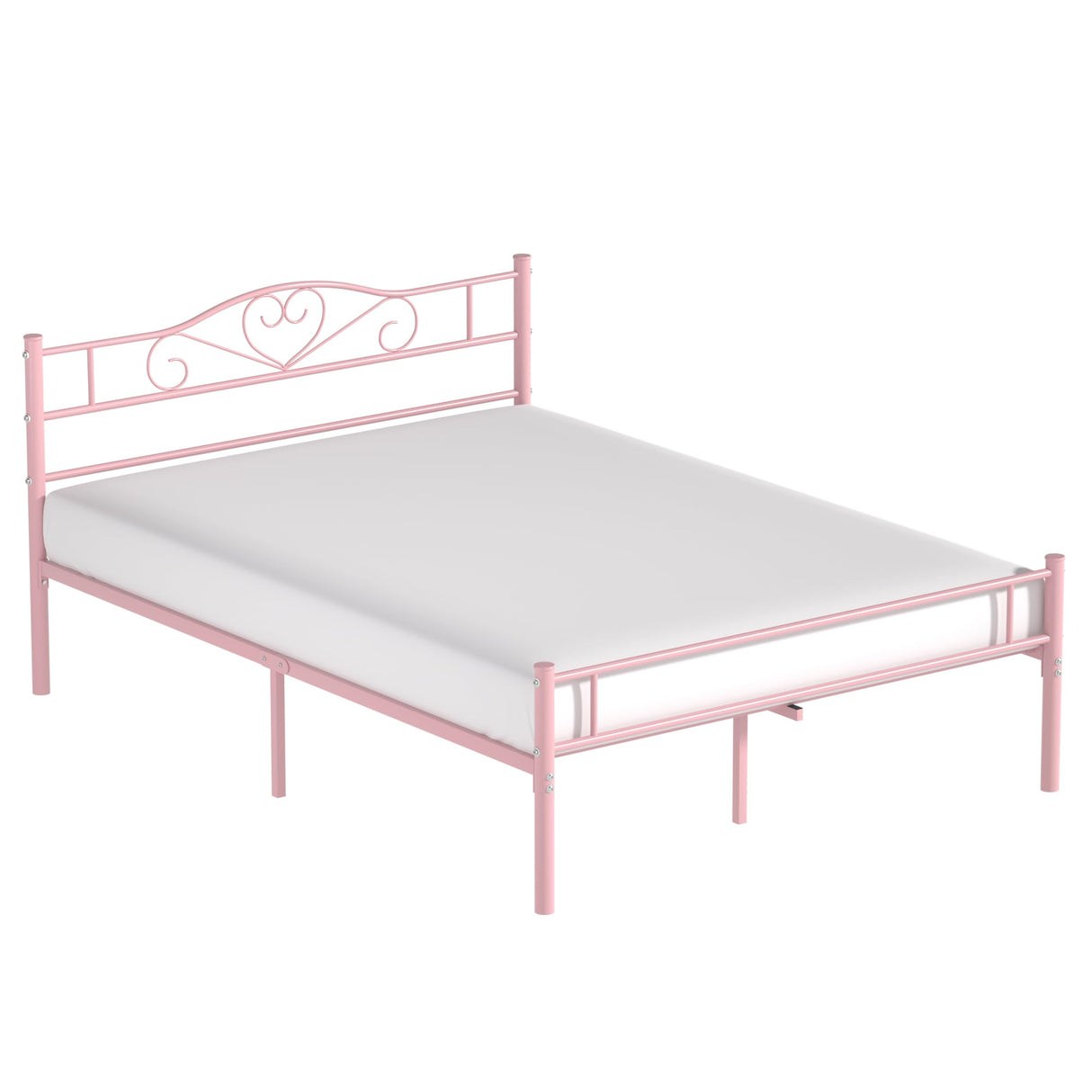 VECELO 14 Inch Queen Size Metal Platform Bed Frame with Headboard and Footboard, Heavy Duty Mattress Foundation with Steel Slats Support, No Box Spring Needed, Pink VECELO