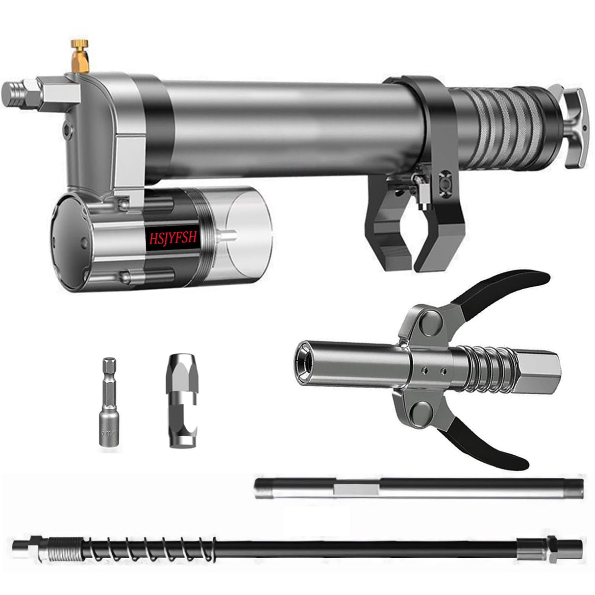 HSJYFSH Grease Gun Adapter,Convert Pneumatic Tool, Cordless Drills and Impact Drivers into Electric Grease Gun,Universal Conversion Gun Head with Grease Gun Coupler HSJYFSH