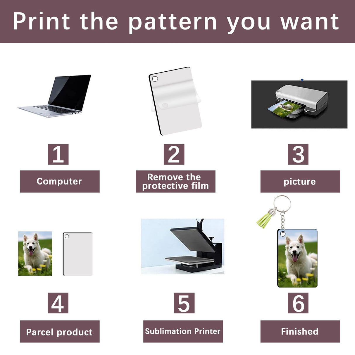 AiDiYGECO 15 PCS sublimation keychain blanks with Tassels Double Sided MDF sublimation keychains blanks bulk (WHITE, Rectangular) AiDiYGECO