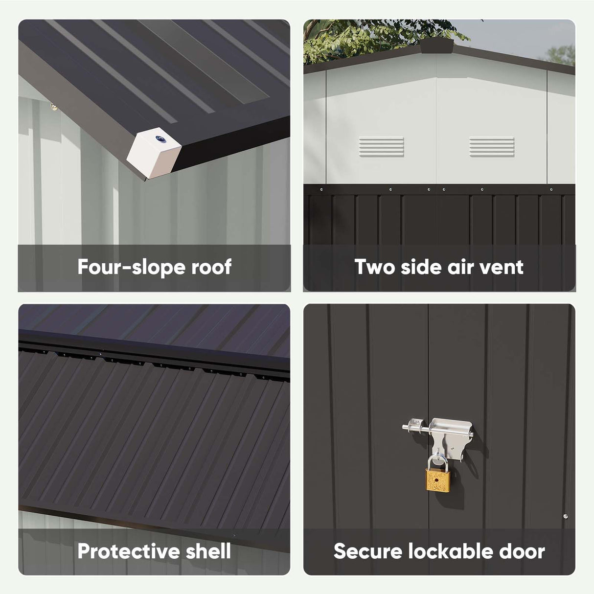 Patiowell 10 X 12 FT Barn Style Metal Storage Shed for Outdoor, Steel Yard Shed with Design of Lockable Doors, Utility and Tool Storage for Garden, Backyard, Patio, Outside Use Patiowell