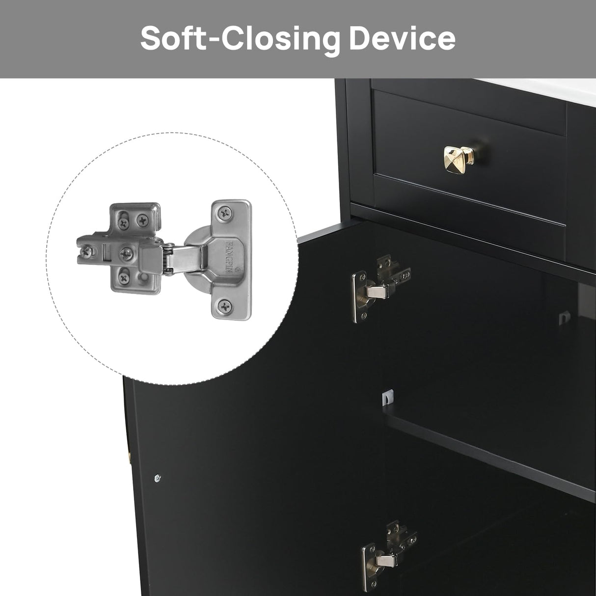 ALBAD 16-Inch Modern Bathroom Vanity with Sink, Compact Bathroom Vanity Set with Storage, Freestanding Small Space Bathroom Cabinet, Single Sink Cabinet with Adjustable Shelf (Black, 16 Inch) ALBAD