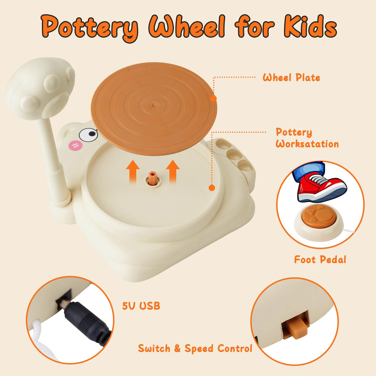Pottery Wheel for Kids, Mini Pottery Studio with Art Supplies & Craft Kits, Complete Arts & Crafts Toys Set for Kids Ages 4-12+, Perfect Birthday Christmas Gift for Boys and Girls Instiwitt