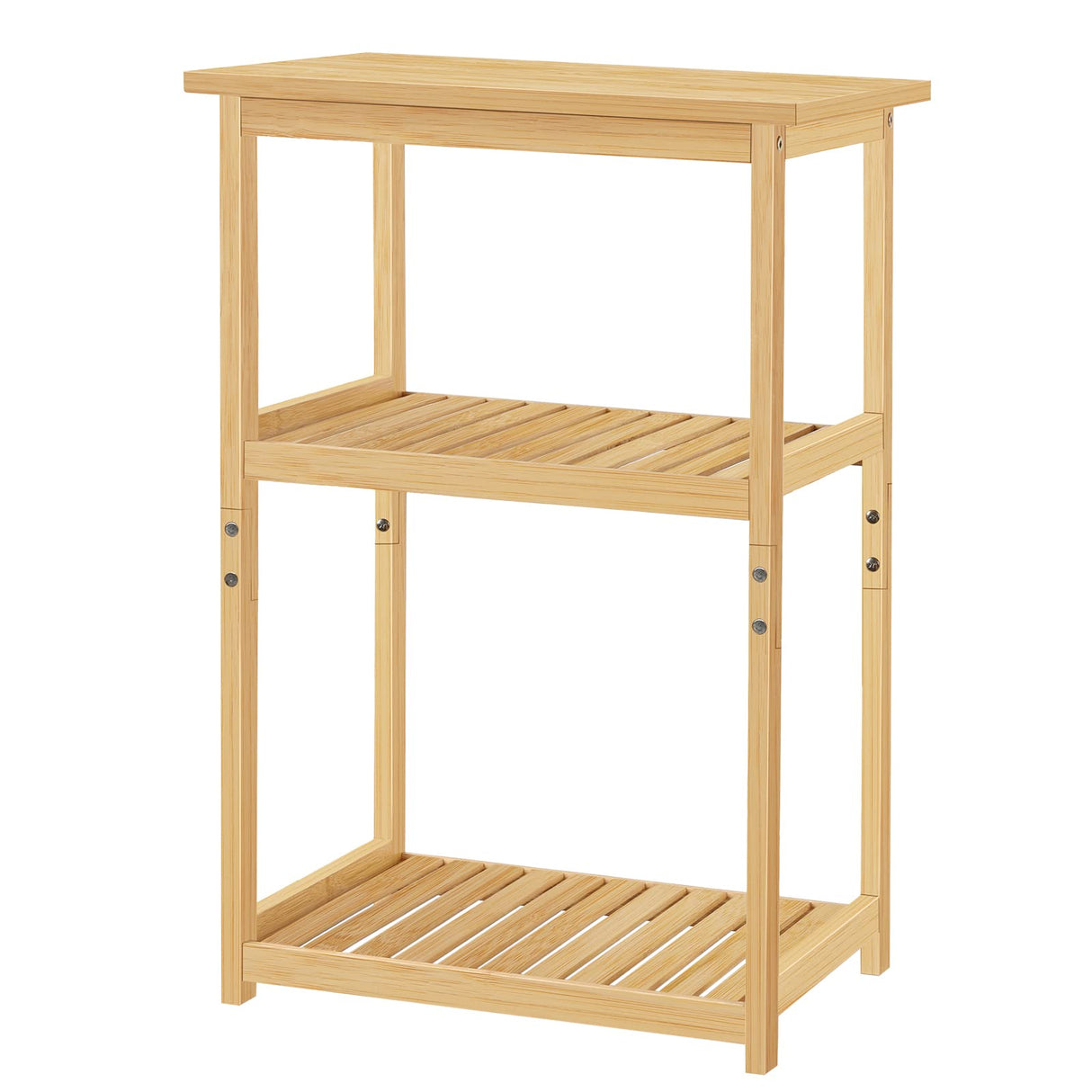 ETELI Nightstand Bamboo 3 Tier Side Table with Storage Shelf Small Bedside Table for Small Space Bedroom Living Room Bathroom Balcony ETELI