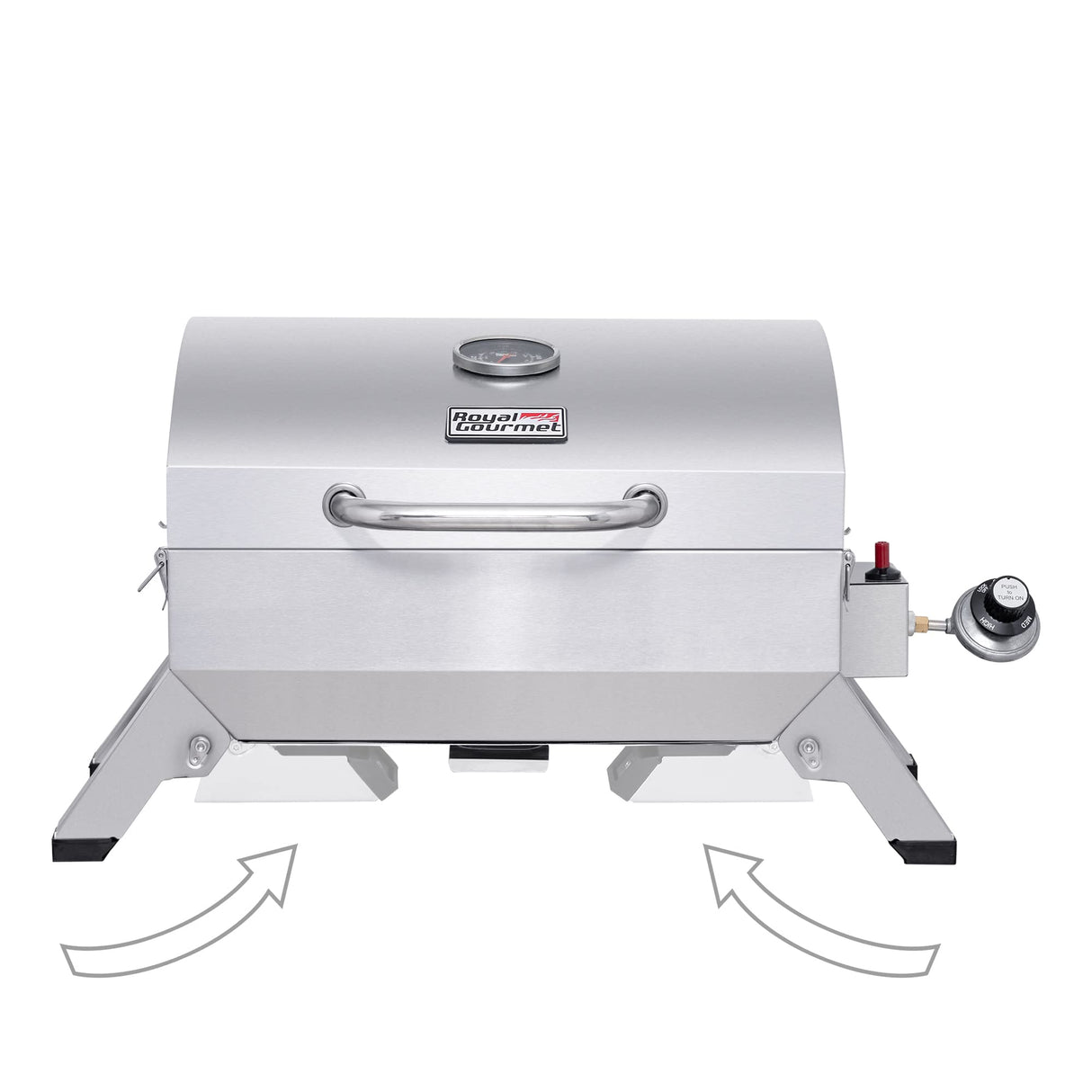 Royal Gourmet GT1001 Stainless Steel Portable Grill, 10000 BTU BBQ Tabletop Gas Grill with Folding Legs and Lockable Lid, Outdoor Camping, Deck and Tailgating, Silver Royal Gourmet