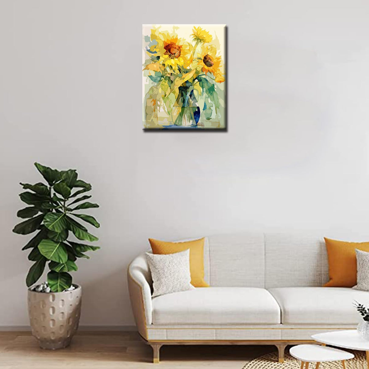 Tucocoo Sunflowers Paint by Numbers Kits 16x20 inch Canvas DIY Digital Oil Painting for Adults with Brushes and Acrylic Pigment - Abstract Watercolour Floral for Home Wall Decor Gifts (Without Frame) Tucocoo